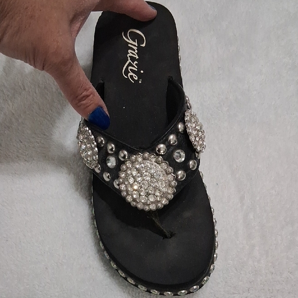 Grazie Black Sandals with Sparkling Silver Accents - Picture 6 of 6
